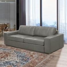 Imagem de Sofá Decorativo Agatha 2 Lugares Sala de estar 150cm Pés em Madeira Couro Grafite G88 - Gran Belo