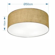 Imagem de Plafon Cilíndrico Md-3014 Cúpula Em Tecido 50X15cm Palha - Bivolt