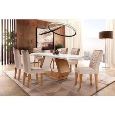 Conjunto Mesa de Jantar Paris Com Vidro Freijó Cinza e 8 Cadeiras Júlia  Kraft : Sala de Jantar - Sala de Jantar Completa : Julia Arns