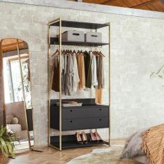 Imagem de Guarda-Roupa Closet Industrial Olivar Com Cabideiro 2 Gavetas 89cm - P