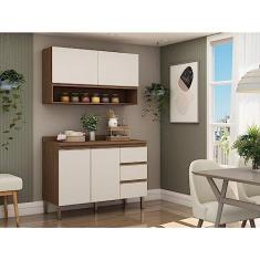 Imagem de Cozinha Aéreo 120cm Balcão 120cm e Tampo Girassol Ébano/off