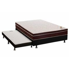 Imagem de Cama Box c/Auxiliar Casal: Colchão Ortopédico Ortobom Exclusive + Base CRC Courano Black(138x188)