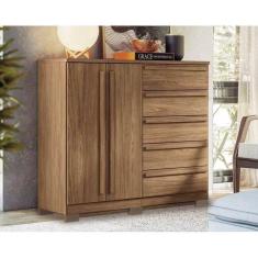 Imagem de Cômoda Solteiro Málaga Gold 2 Portas E 5 Gavetas c- Pés Jatoba - Santos Andirá