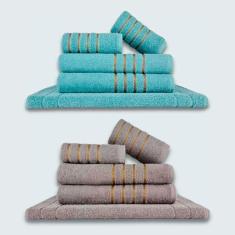 Imagem de Jogo De Toalhas 10 P?s Cole??o Montreal 100% Algod?o Verde+cinza