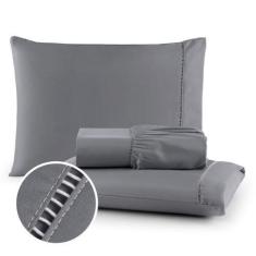 Imagem de Lençol Casal Padrão 4 Peças Percal 400 Fios Maciez Conforto - Bruno Pa