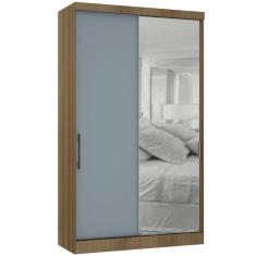 Imagem de Guarda Roupa Modulado 134,50cm 2 Portas De Correr Com Espelho Paris Avelã Pf Com Grey Sky Pf