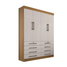 Imagem de Guarda Roupa Solteiro 4 Portas 6 Gavetas - Mônaco-cinamomo/off White - Móveis D'Doro