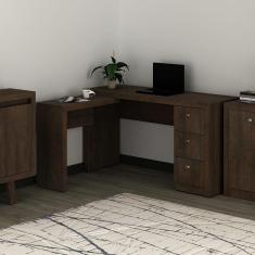 Imagem de Mesa de Escritório em L 3 Gavetas ME4101 Tecno Mobili - Rústico