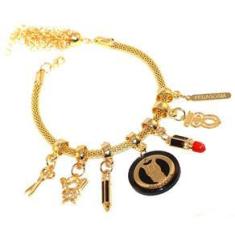 Imagem de Pulseira Berloques Pedagogia Coruja Lápis Folheado Ouro 18k