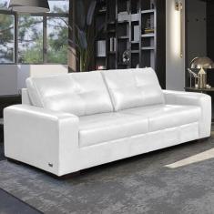 Imagem de Sofá Decorativo 2 Lugares Turim 150cm Couro Branco G58 - Gran Belo