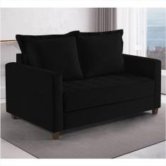 Imagem de Sofa Cama Frisa Colchao Casal Talento Móveis Preto/Castanho