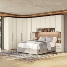 Imagem de Guarda-roupa Modulado 166 Toledo 11 Portas e 12 Gavetas Casal com Closet 7 peças 195 cm largura - Areia/Wood