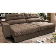 Imagem de Sofá Retrátil e Reclinável 2,72m Molas Ensacadas Cama Inbox Brasil Velusoft Castor