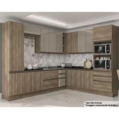 Imagem de Cozinha Modulada Completa Maxxi 13 Peças (4 Armários + 4 Balcões + 2 Paneleiro + 3 Complementos) CZ204 Nogal - Kappesberg