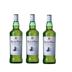 Imagem de Whisky Black & White 1 Litro Kit Com 3 Unidades
