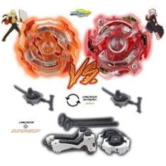 Imagem de Kit 2 Beyblade Burst + 4 Lançadores Roktavor Vs Spyzen Beyblade