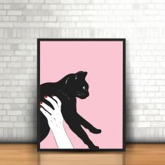 Imagem de Quadro Com Moldura Tumblr - Gato  Mão Pet Doméstico Cat