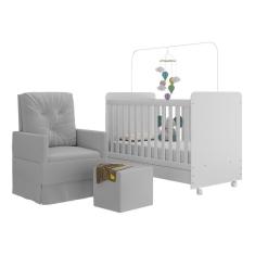 Imagem de Berço Americano Puff Bambino Multimóveis Mp4101 Branco/cinza