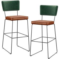 Imagem de Kit 02 Banquetas Altas Facto Verde Musgo Camel