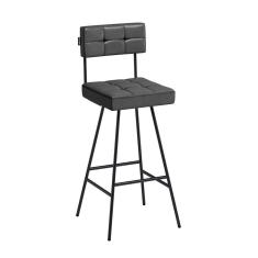 Imagem de Banqueta em Aço e Couro Sintético Madri Salaone Preto