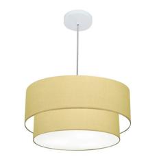 Imagem de Lustre Duplo Cilíndrico Md-4355 50X40cm Bivolt Algodão Crú