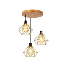 Imagem de Kit 3 Lustres Pendentes Diamante Cobre Aramado E27 El39