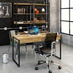 Imagem de Mesa para Escritório 135cm 2 Gavetas Kuadra Compace Carvalho