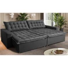 Imagem de Sofá Sem Caixa Retrátil Reclinável 2,15m Cama Inbox França Velusoft Cinza
