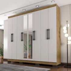 Imagem de Guarda Roupa Casal Ambiente Barcelona Freijó Baunilha com Espelho - Araplac