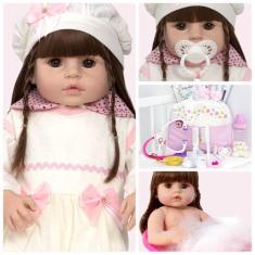 Imagem de Boneca Reborn Realista Completa Corpo De Vinil Siliconado - Cegonha Re