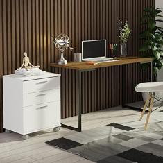 Imagem de Conjunto Escritório Home Office com Mesa Industrial + Gaveteiro Rustic/branco Madesa