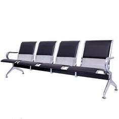 Imagem de Cadeira Longarina Cromada com Estofado 4 lugares