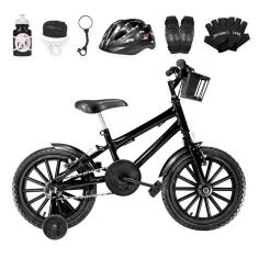 Imagem de Bicicleta Infantil Aro 16 Nylon + Kit Proteção Preta