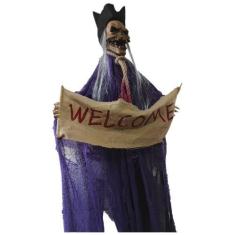 Imagem de Boneco Bruxa Esqueleto Welcome Halloween com Som e Luz - Extra Festas