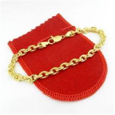 Imagem de Pulseira Masculina 21cm 5mm Largura Folheada Ouro PL482