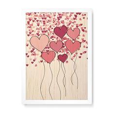 Imagem de Arte Maníacos Quadro Decorativo em Madeira Corações Subindo - 23x16,25cm (Moldura caixa em laca )