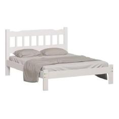 Imagem de Cama Perola Queen 160 Madeira Maciça Reforçada Branco Nemargi