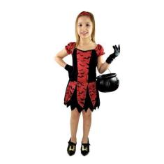 Imagem de Fantasia Bruxa Infantil, Vestido Halloween, Kit 2 Peças - Fantasia Bra