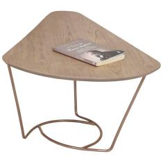 Imagem de Mesa De Centro Gota Madeira Amendoa Base Metal Cobre Nacc