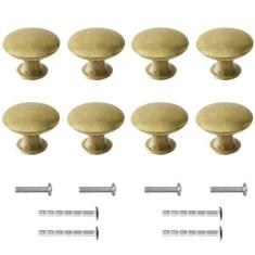Imagem de AUXBC 8 maçanetas redondas de latão antigo, maçanetas redondas de gaveta de 3 cm de diâmetro, maçanetas de porta de armário, puxadores de cômoda, puxadores para cozinha, banheiro, quarto, com