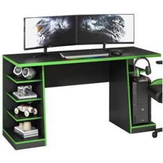 Imagem de Mesa Gamer Legend Ideal Para 2 Monitores Preto/verde - Notavel