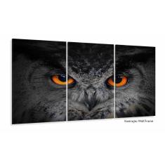 Imagem de Quadro Decorativo Coruja 3 partes 120x60 em tecido