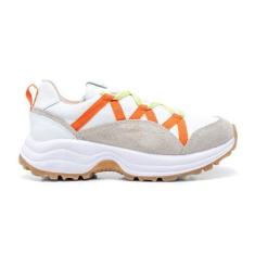 Imagem de Tênis Feminino Casual Couro Sneaker Chunky Solado Tratorado Conforto -