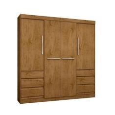 Imagem de Guarda Roupa Casal Solteiro Com 04 Portas 6 Gavetas Madeira Mdp Quarto