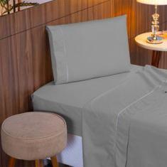 Imagem de Jogo De Lençol Cama Solteiro 3 Pçs Percal 400 Fios Ponto Palito - Call