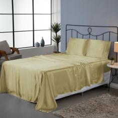 Imagem de Jogo De Lençol Roupa De Cama Casal King Size 4 Peças Cetim Charmousse