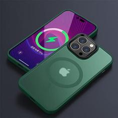 Imagem de Capa de telefone magnética de carregamento sem fio luxuosa para iPhone 14 13 12 11 Pro Max Plus Capa transparente fosca à prova de choque, verde, para iPhone 14 Plus