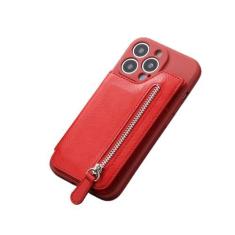 Imagem de Carteira com zíper com porta-cartões capa de telefone para iPhone 13 12 Mini 15 14 11 Pro Max XS XR X 7 8 Plus Capa dura, vermelha, para iPhone 14Pro Max