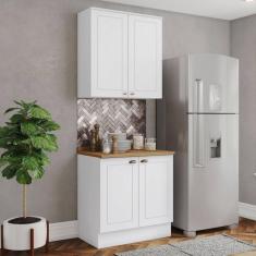 Imagem de Cozinha Compacta Americana 4 Portas 3 Prateleiras 100% Mdf Branco/Nature - Henn