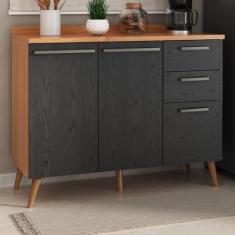 Imagem de Balcão para Cozinha 2 Portas 3 Gavetas 1 Prateleiras Favorita Cinamomo/Preto